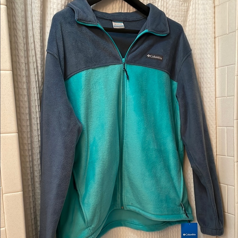 Columbia Teal and Gray Fleece Jacket